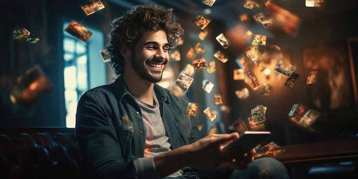 Seorang pengguna sedang melakukan transaksi deposit melalui smartphone dengan antarmuka mudah digunakan